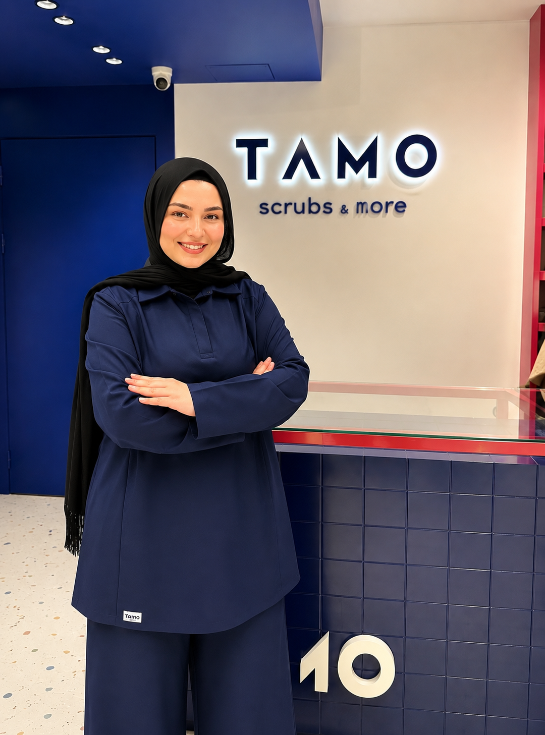 Navy blue polo Scrub Design 85cm – Sleek & Chic