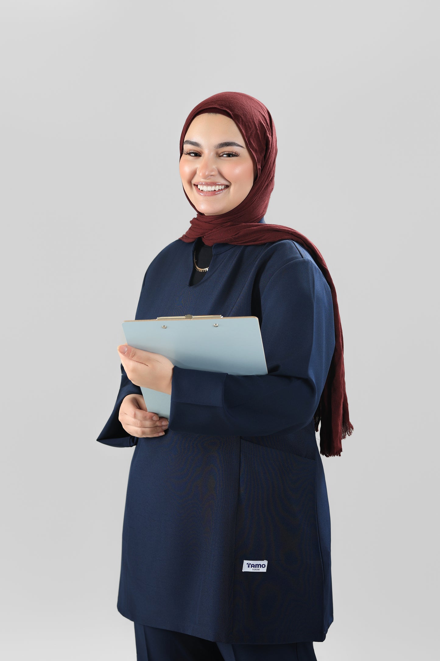 navy Modern Classic Scrub Design 80cm - Care Strech Fabric