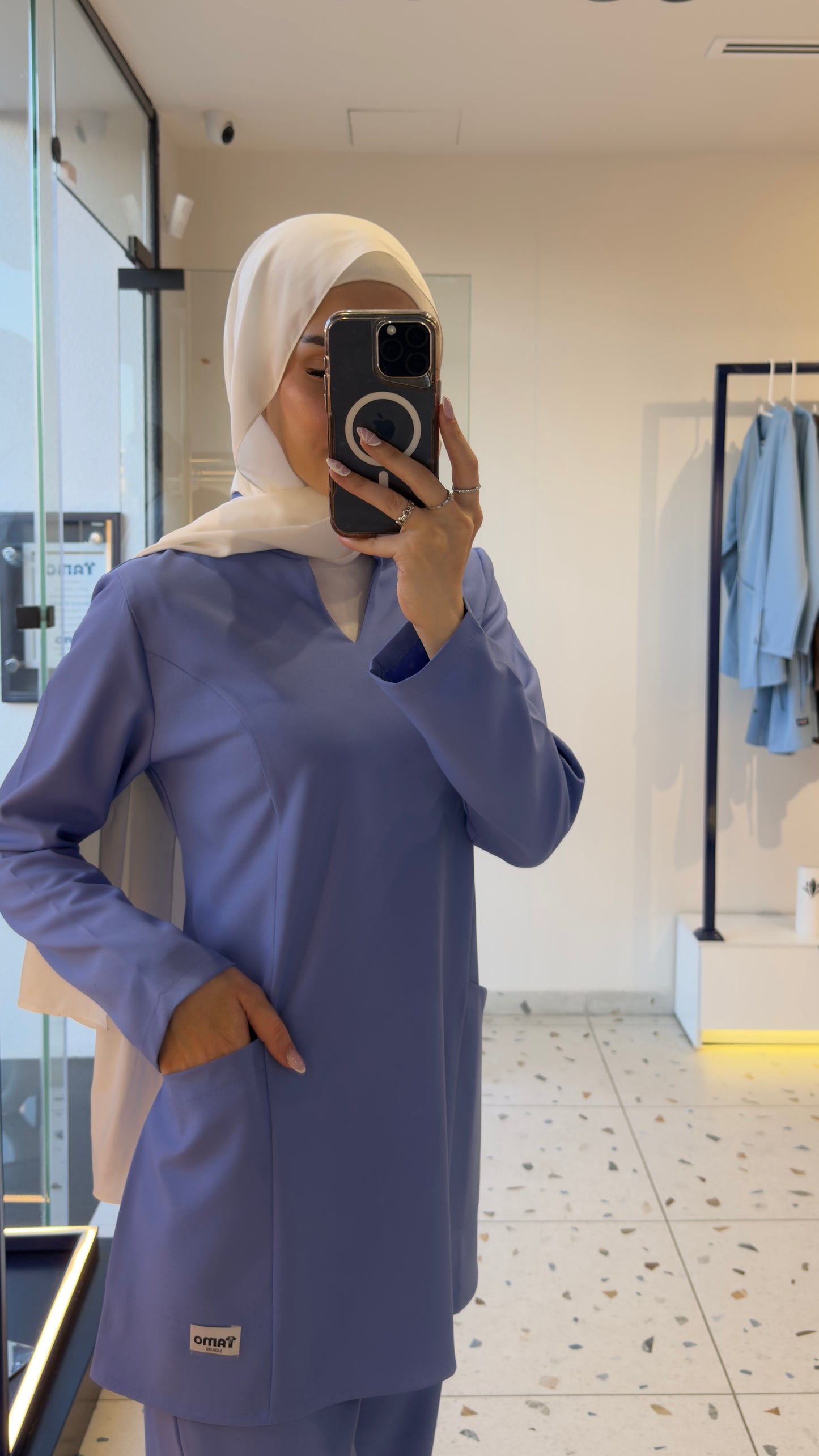 Health Blue Modern Classic Scrub Design 75cm - Care Strech Fabric