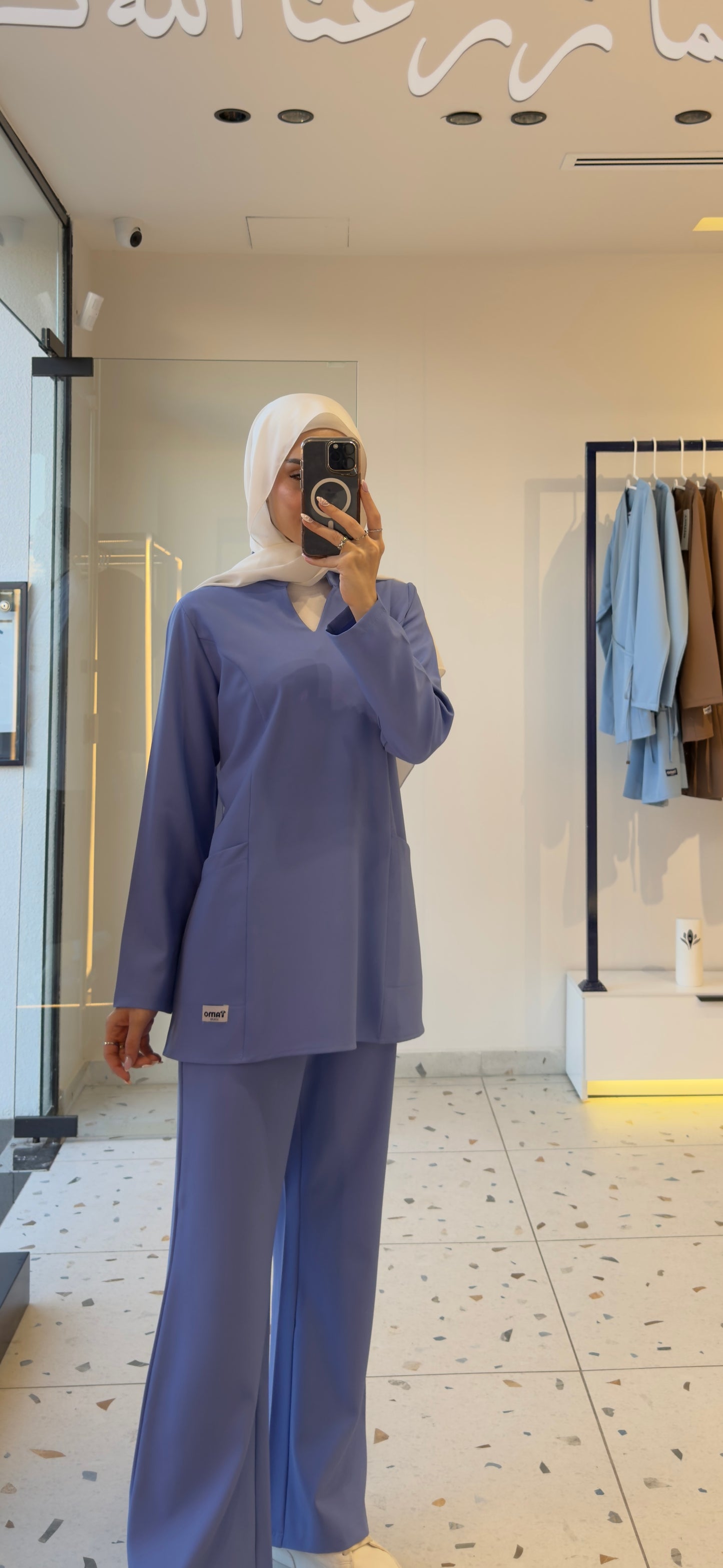 Health Blue Modern Classic Scrub Design 75cm - Care Strech Fabric