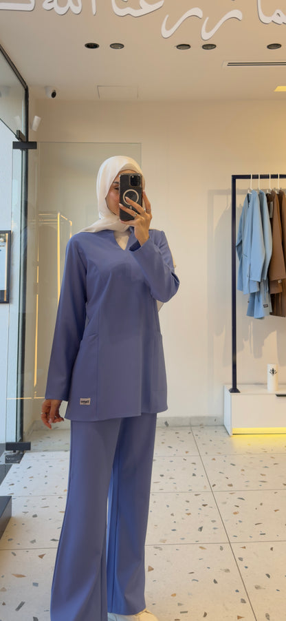 Health Blue Modern Classic Scrub Design 75cm - Care Strech Fabric