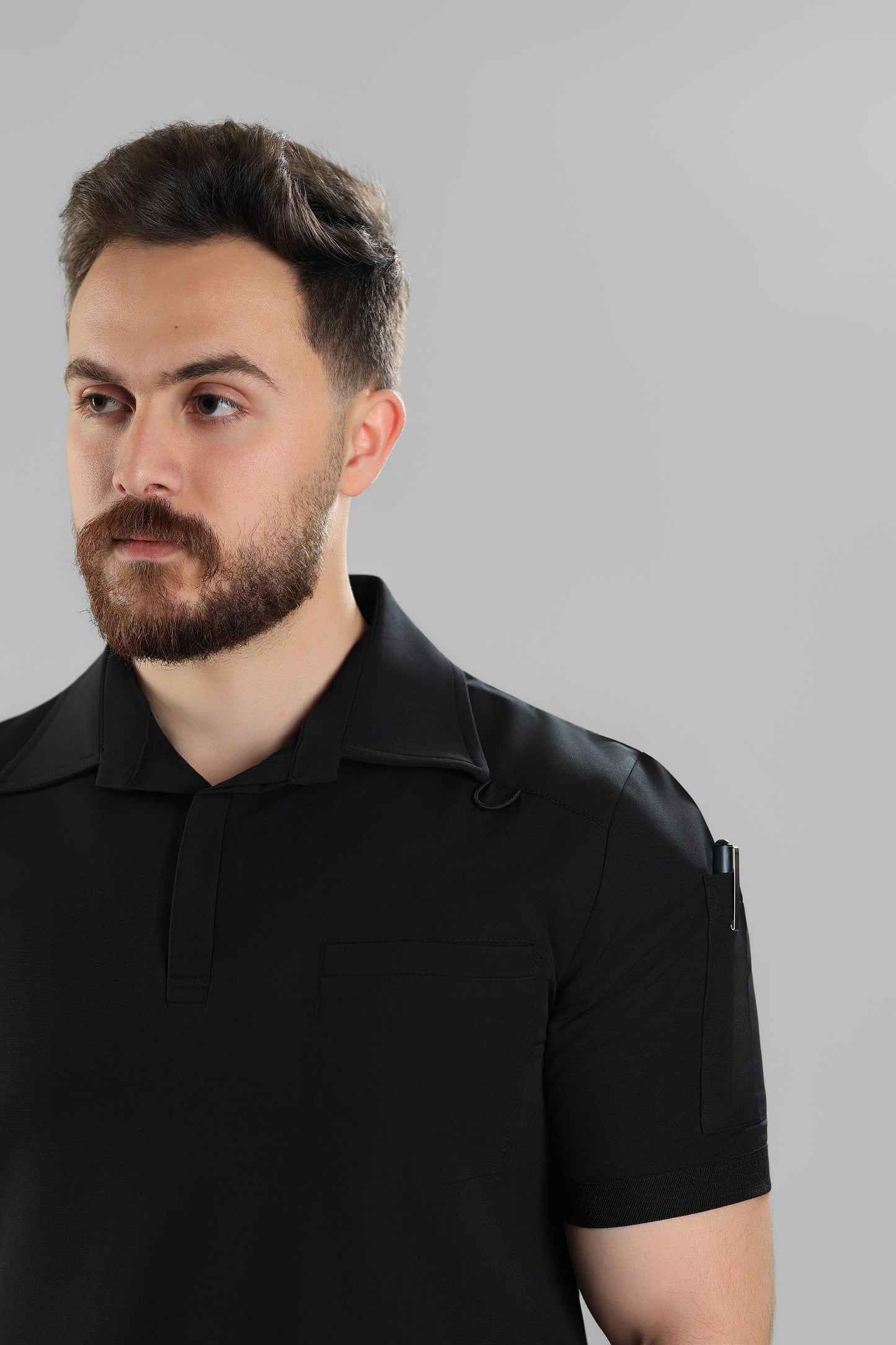 Black Polo scrub design - waterproof fabric