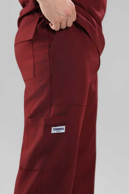 Maroon Polo scrub design - care stretch fabric