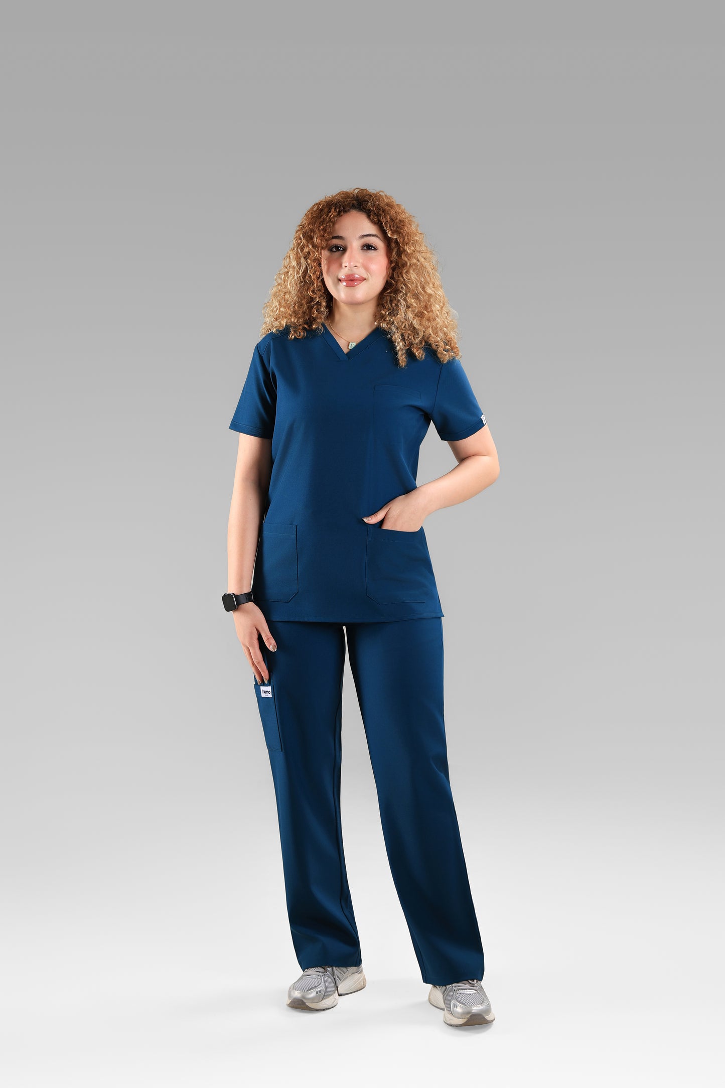 Petrol blue Signature V-Neck Scrub Design 70cm – Care Stretch Fabric