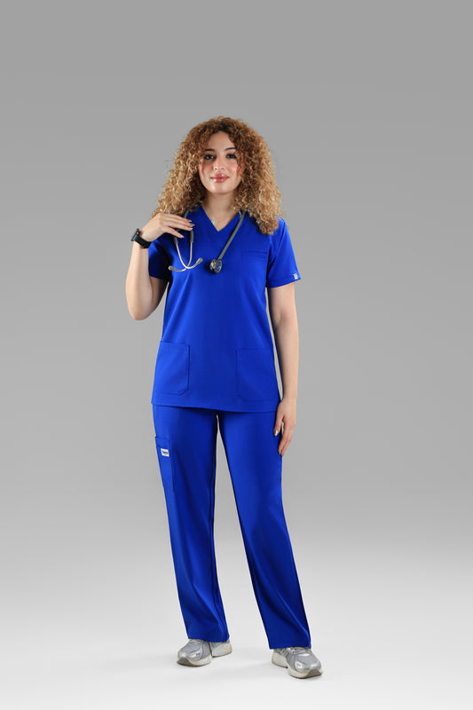 Royal blue Signature V-Neck Scrub Design 70cm – Care Stretch Fabric