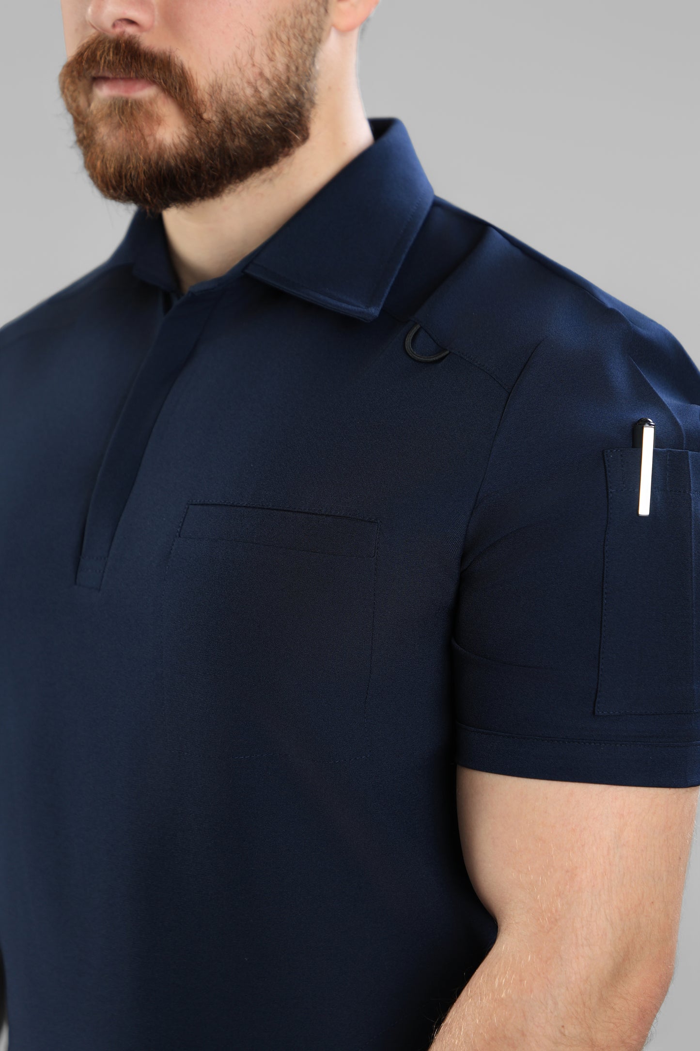 Navy Blue Polo scrub design - waterproof fabric