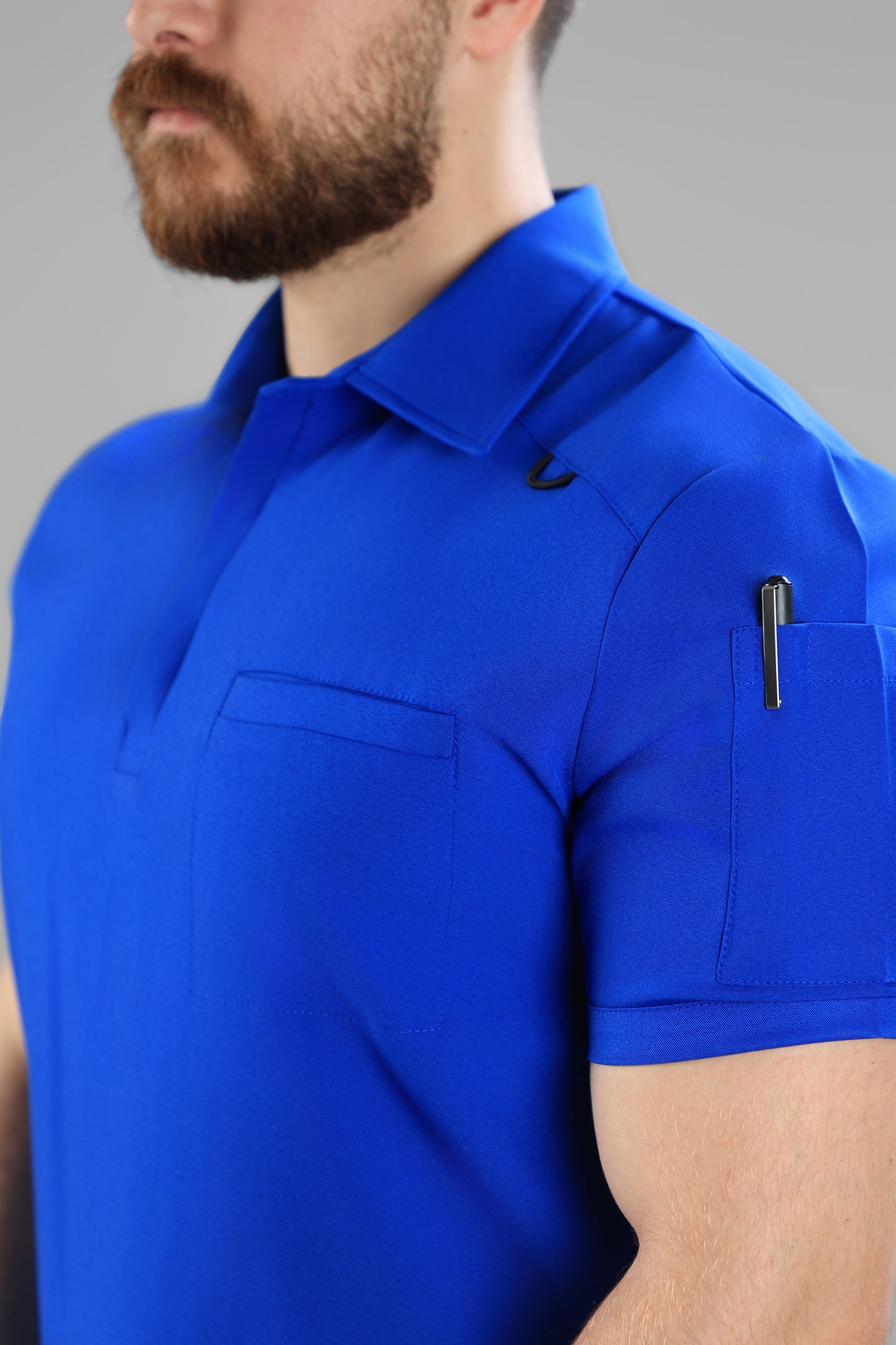 Royal Blue Polo scrub design - care stretch fabric