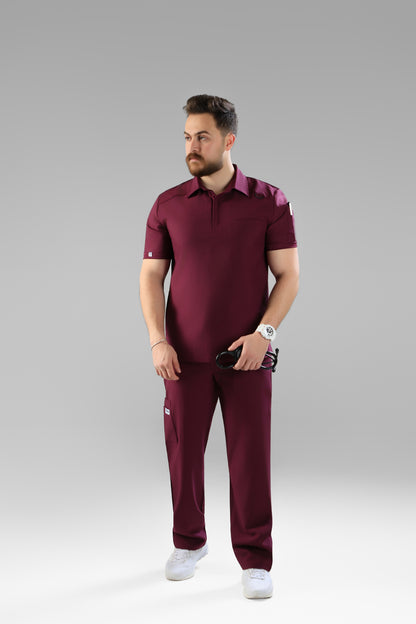 Plum  Polo scrub design - care stretch fabric