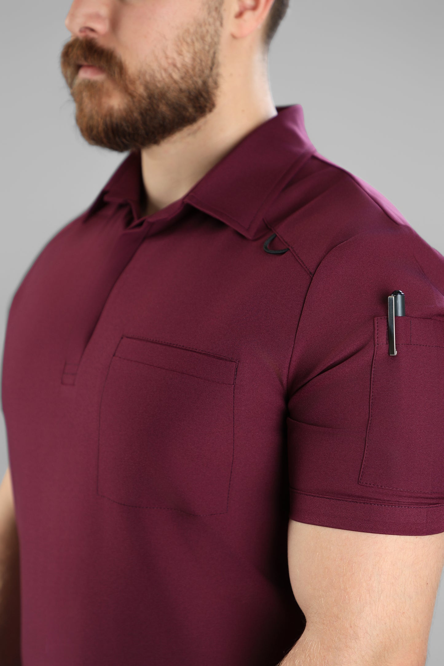Plum  Polo scrub design - care stretch fabric