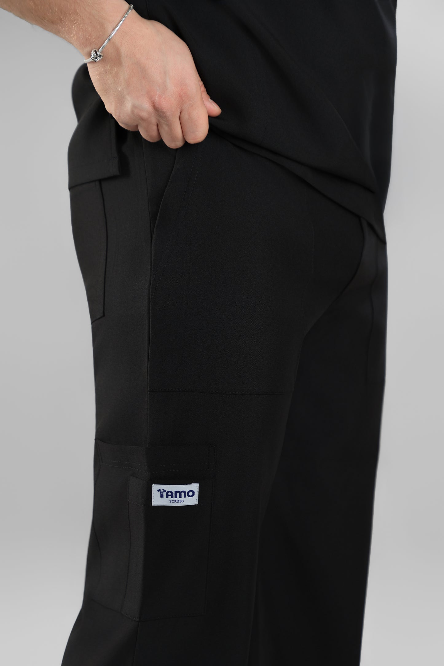 Black Polo scrub design - care stretch fabric