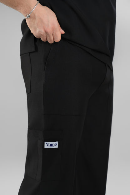 Black Polo scrub design - care stretch fabric