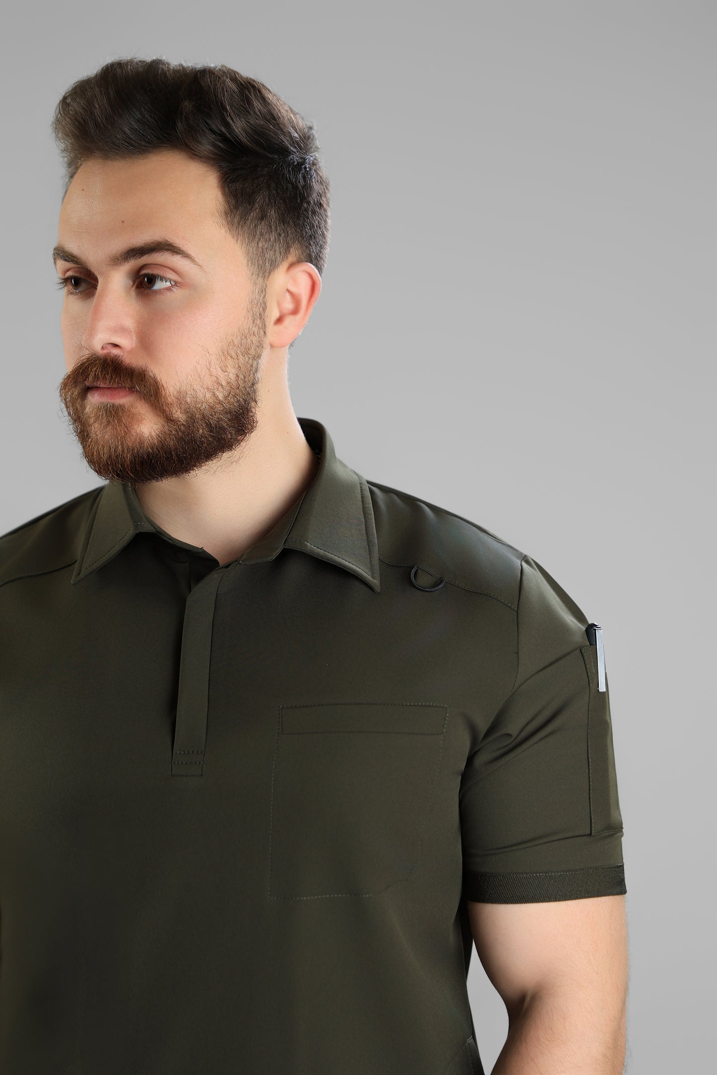 Olive Green Polo scrub design - waterproof fabric