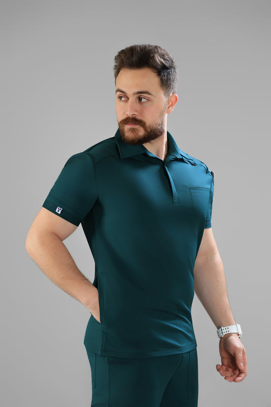 Green Polo scrub design - waterproof fabric