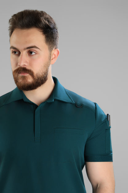 Green Polo scrub design - waterproof fabric