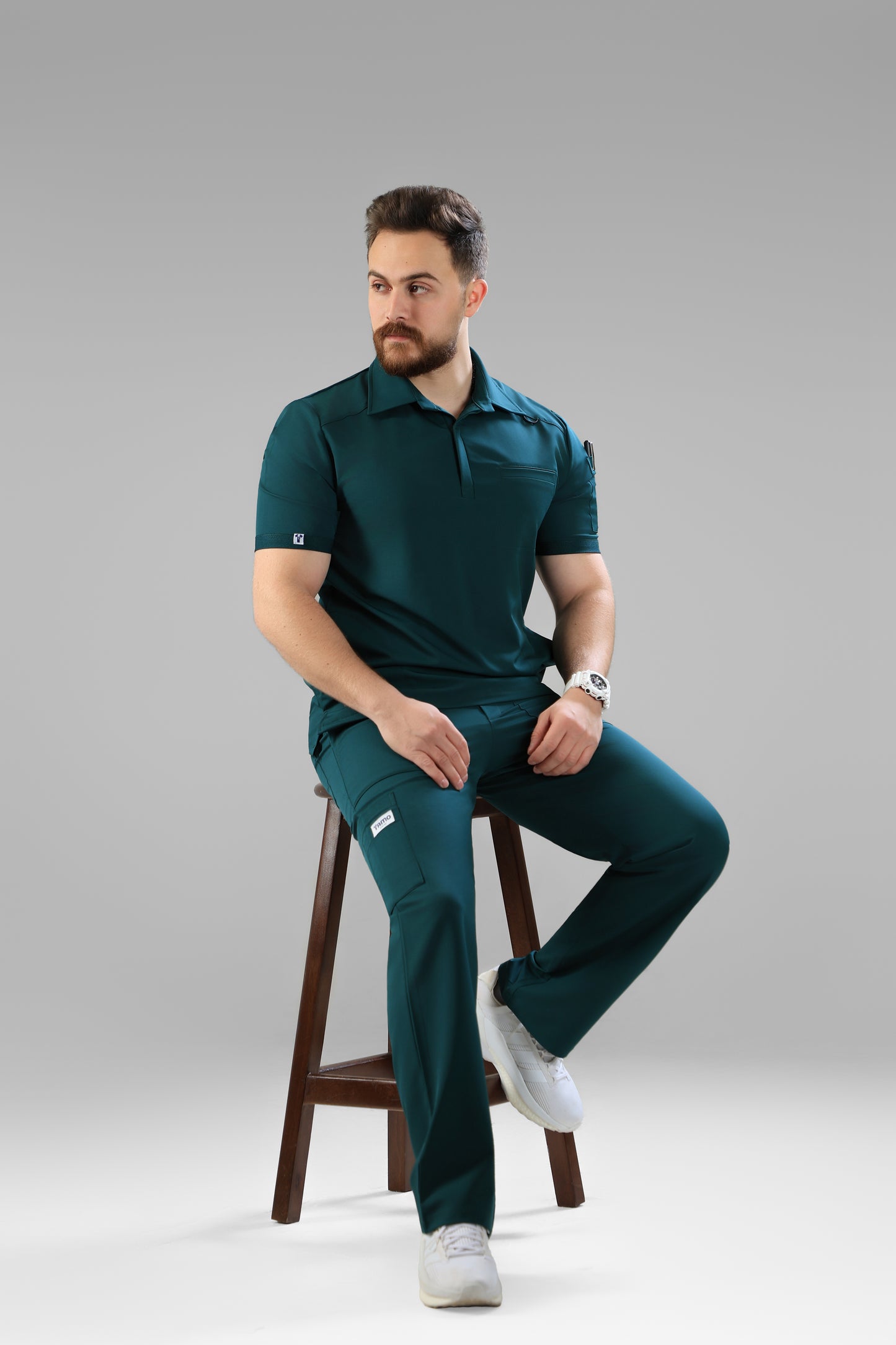 Green Polo scrub design - waterproof fabric