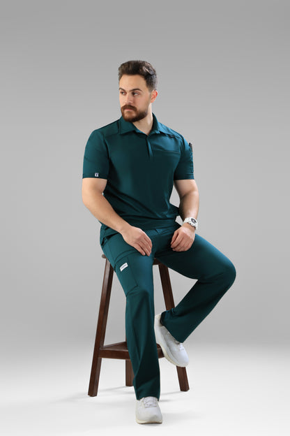 Green Polo scrub design - waterproof fabric