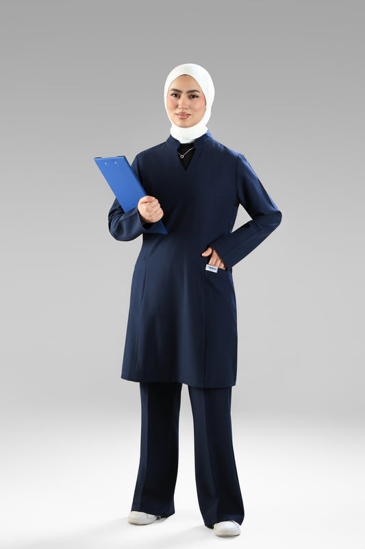 navy blue Modern Classic Scrub Design 90cm - Care Strech Fabric