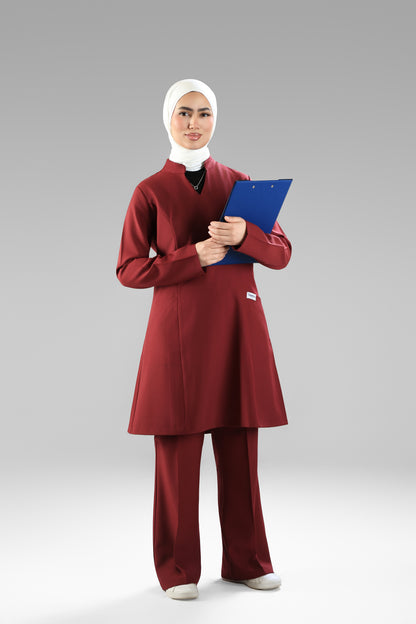 Maroon Modern Classic Scrub Design 90cm - Care Strech Fabric