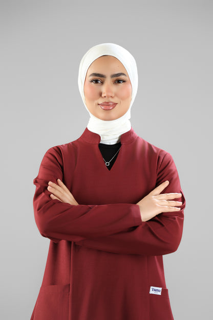 Maroon Modern Classic Scrub Design 90cm - Care Strech Fabric