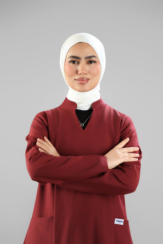 Maroon Modern Classic Scrub Design 90cm - Care Strech Fabric