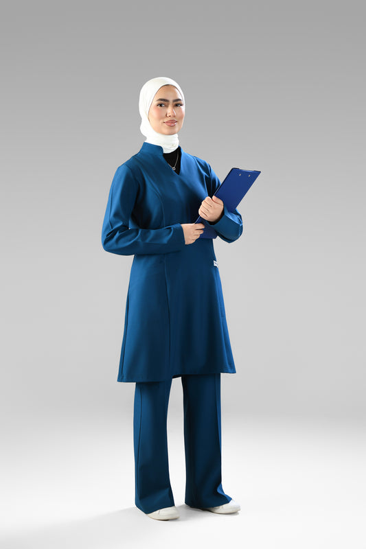 petrol blue Modern Classic Scrub Design 90cm - Care Strech Fabric