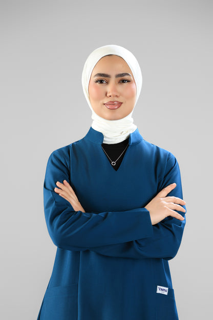 petrol blue Modern Classic Scrub Design 90cm - Care Strech Fabric