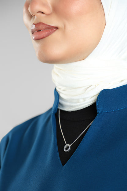 petrol blue Modern Classic Scrub Design 90cm - Care Strech Fabric