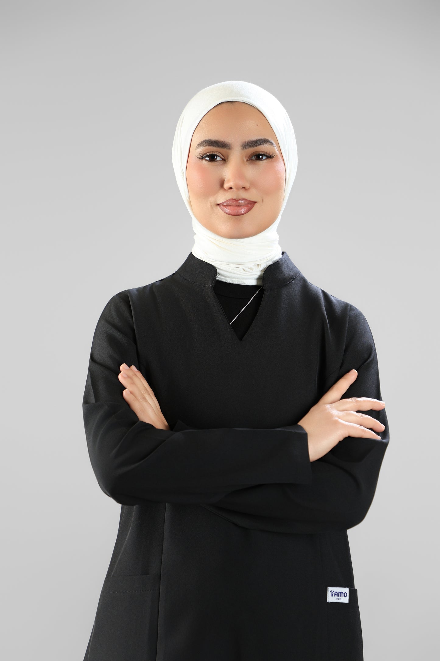 black Modern Classic Scrub Design 90cm - Care Strech Fabric