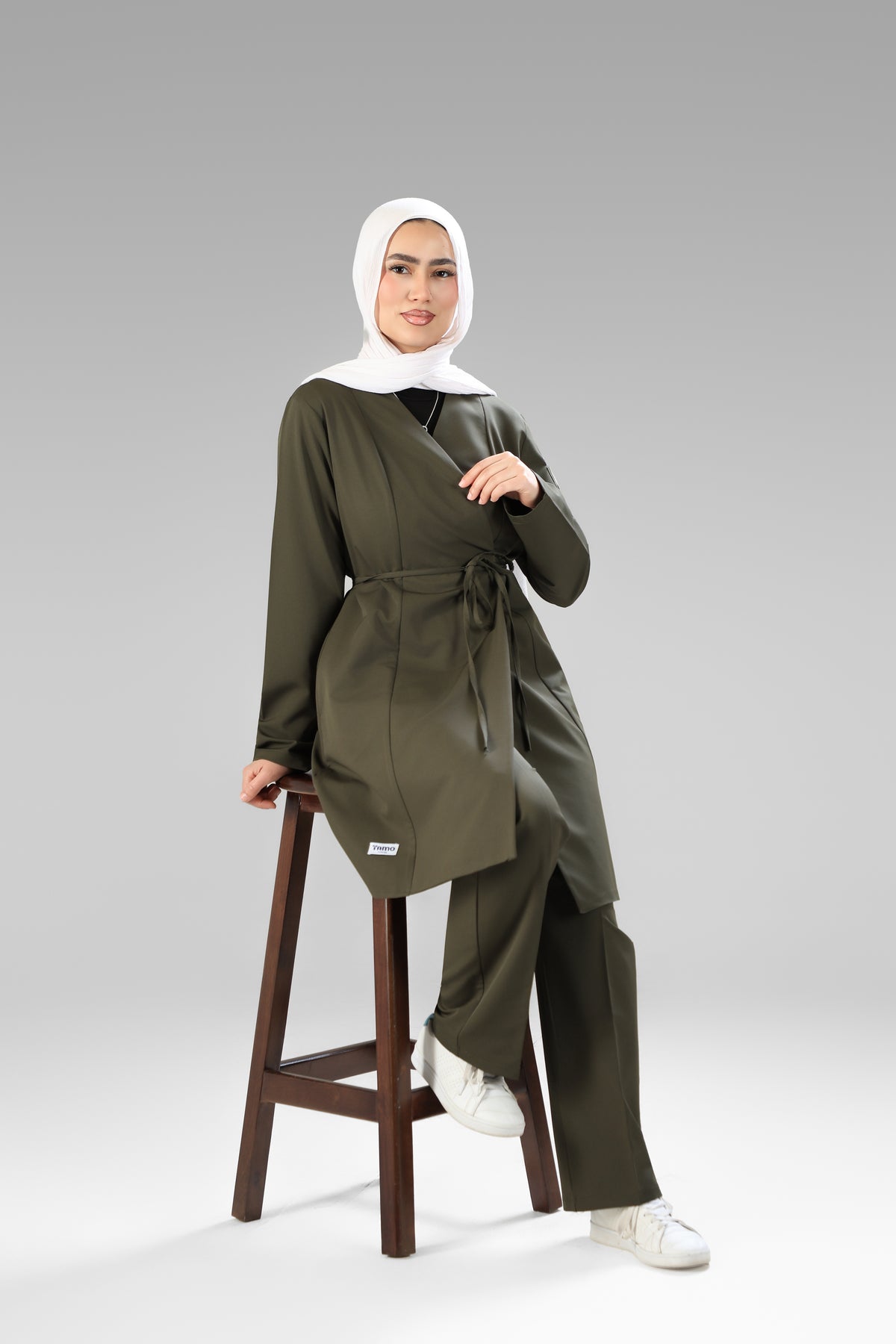 Olive green   Elegant tie scrub design 90 cm -Waterproof fabric  Top length