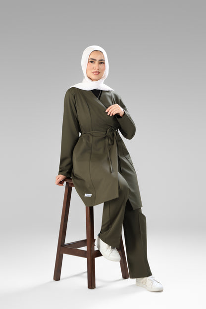 Olive green   Elegant tie scrub design 90 cm -Waterproof fabric  Top length