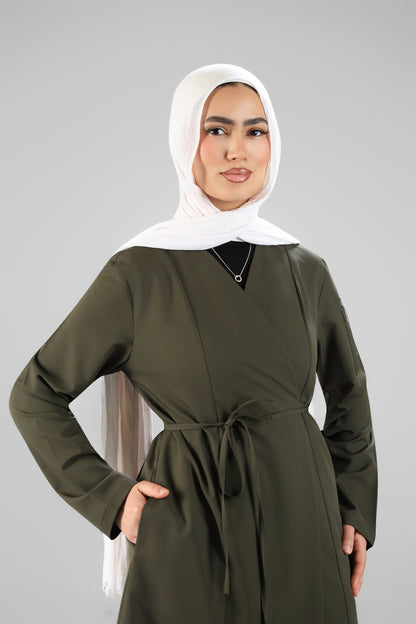 Olive green   Elegant tie scrub design 90 cm -Waterproof fabric  Top length