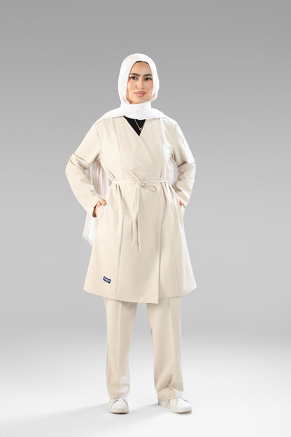 Beige Elegant tie scrub design 90 cm -Waterproof fabric  Top length