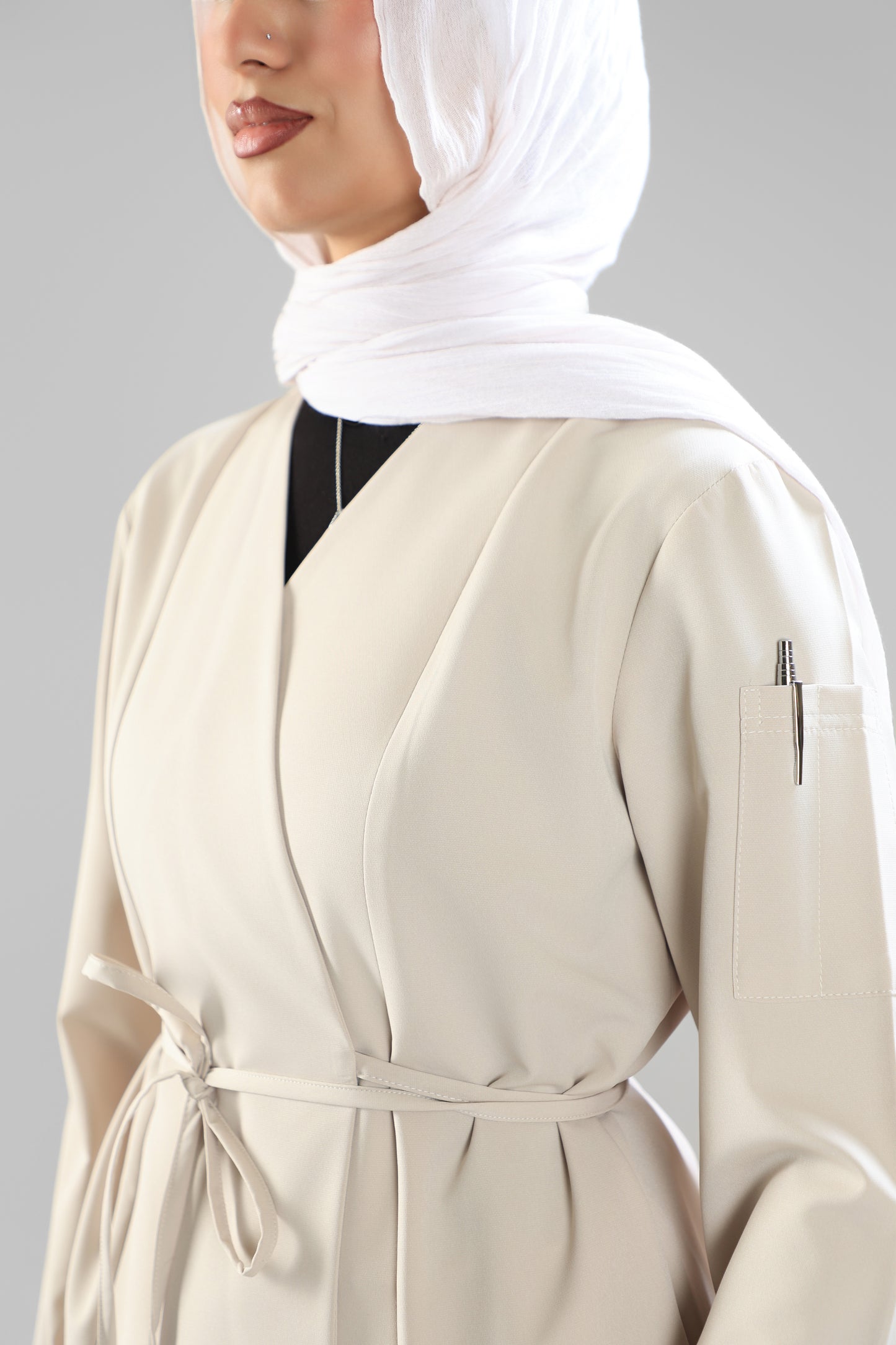 Beige Elegant tie scrub design 90 cm -Waterproof fabric  Top length