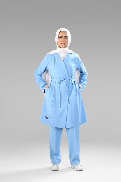 Sky blue Elegant tie scrub design 90 cm -Waterproof fabric  Top length