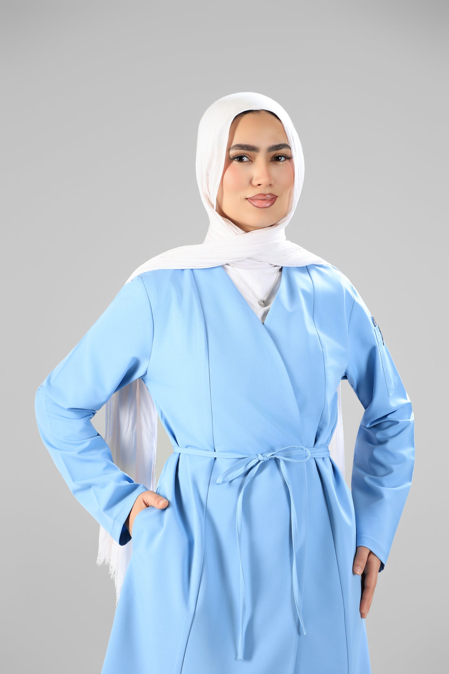 Sky blue Elegant tie scrub design 90 cm -Waterproof fabric  Top length