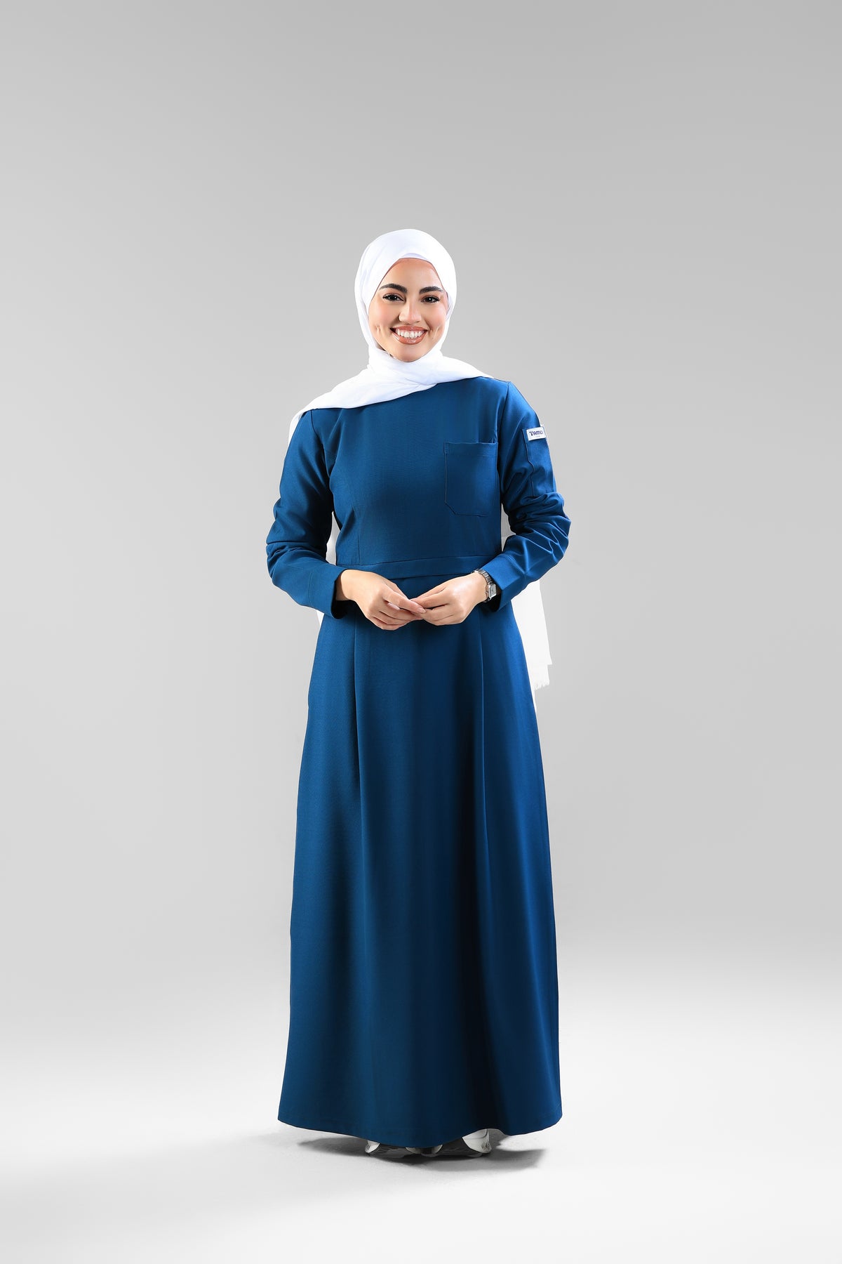 Petrol Blue  Modest Scrub Dress Design - flowy & elegant  - care strech fabric.