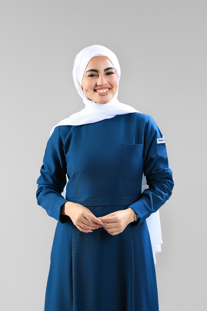 Petrol Blue  Modest Scrub Dress Design - flowy & elegant  - care strech fabric.