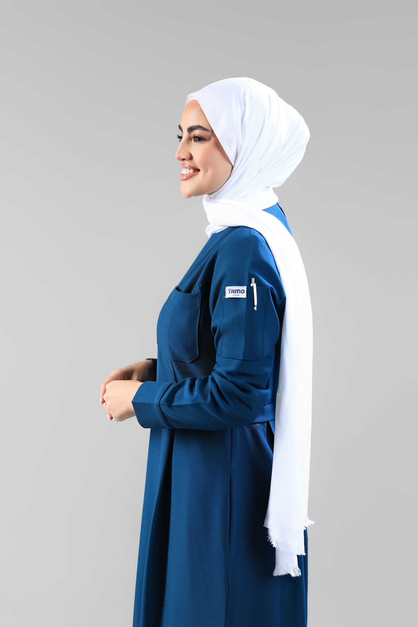 Petrol Blue  Modest Scrub Dress Design - flowy & elegant  - care strech fabric.