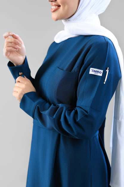 Petrol Blue  Modest Scrub Dress Design - flowy & elegant  - care strech fabric.