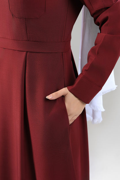 Maroon  Modest Scrub Dress Design - flowy & elegant  - care strech fabric.