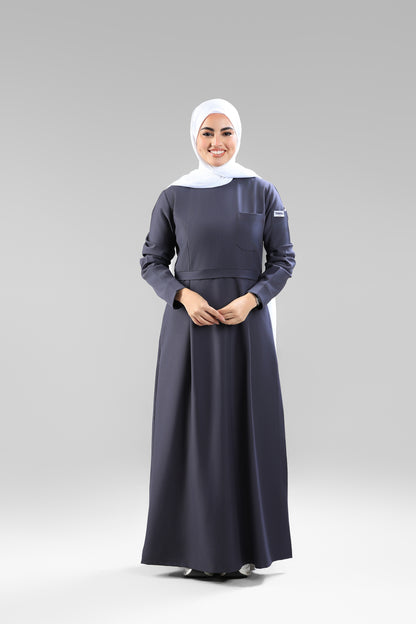 Gray Modest Scrub Dress Design - flowy & elegant  - care strech fabric.