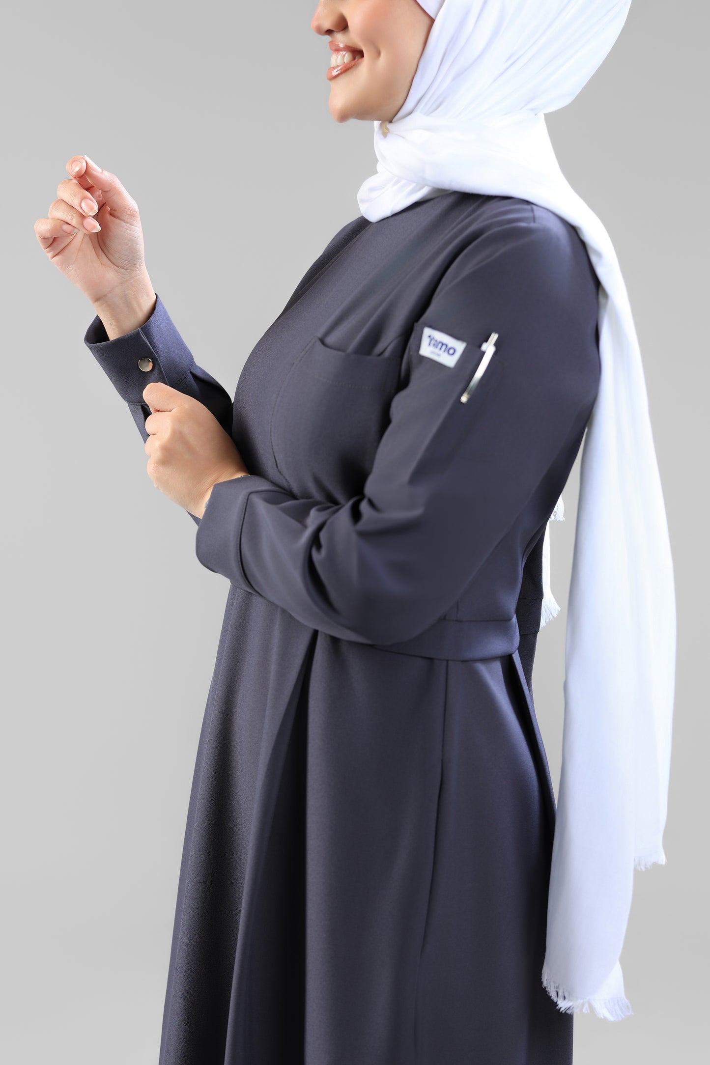 Gray Modest Scrub Dress Design - flowy & elegant  - care strech fabric.