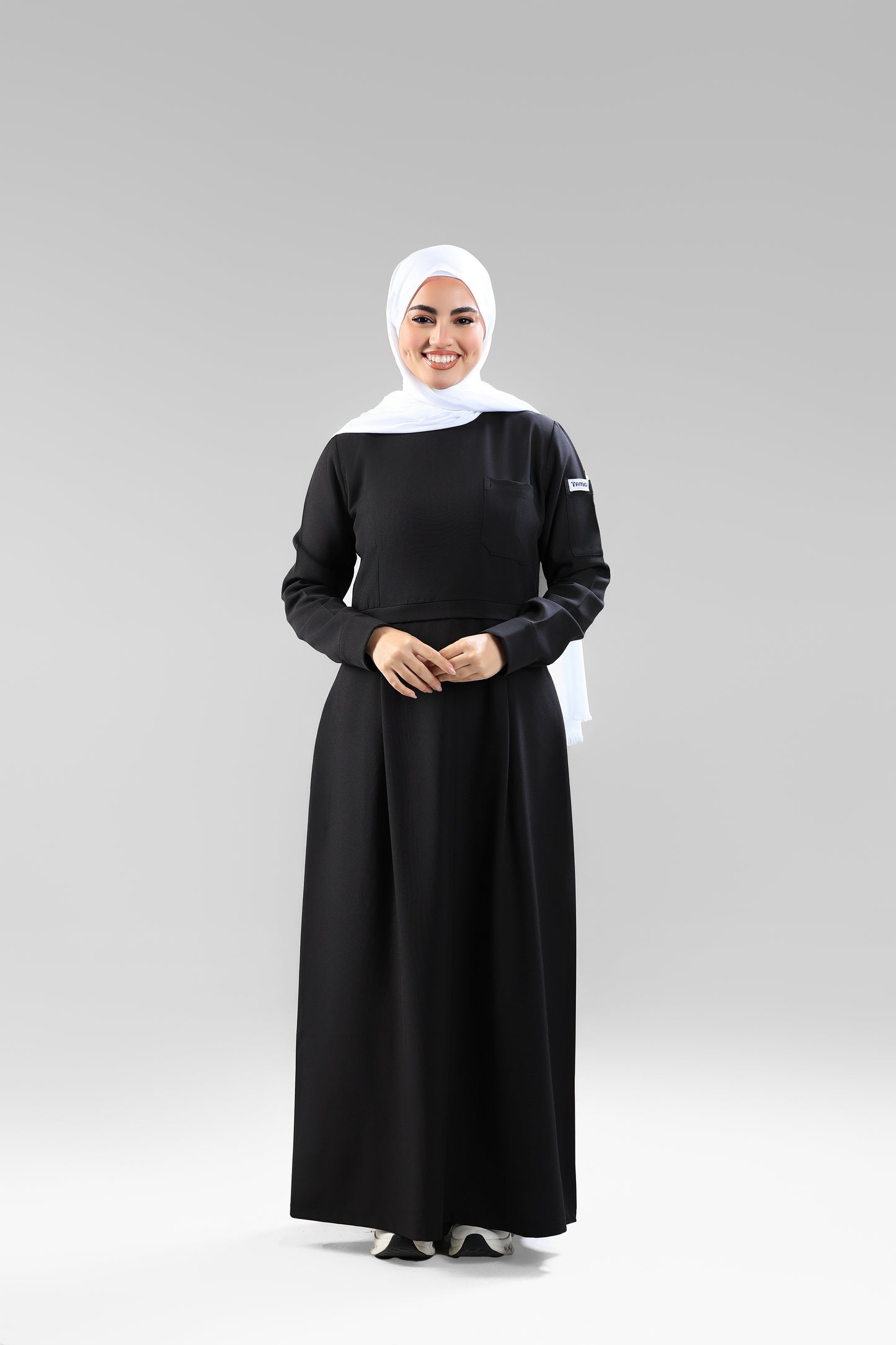 Black Modest Scrub Dress Design - flowy & elegant  - care strech fabric.