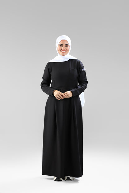 Black Modest Scrub Dress Design - flowy & elegant  - care strech fabric.
