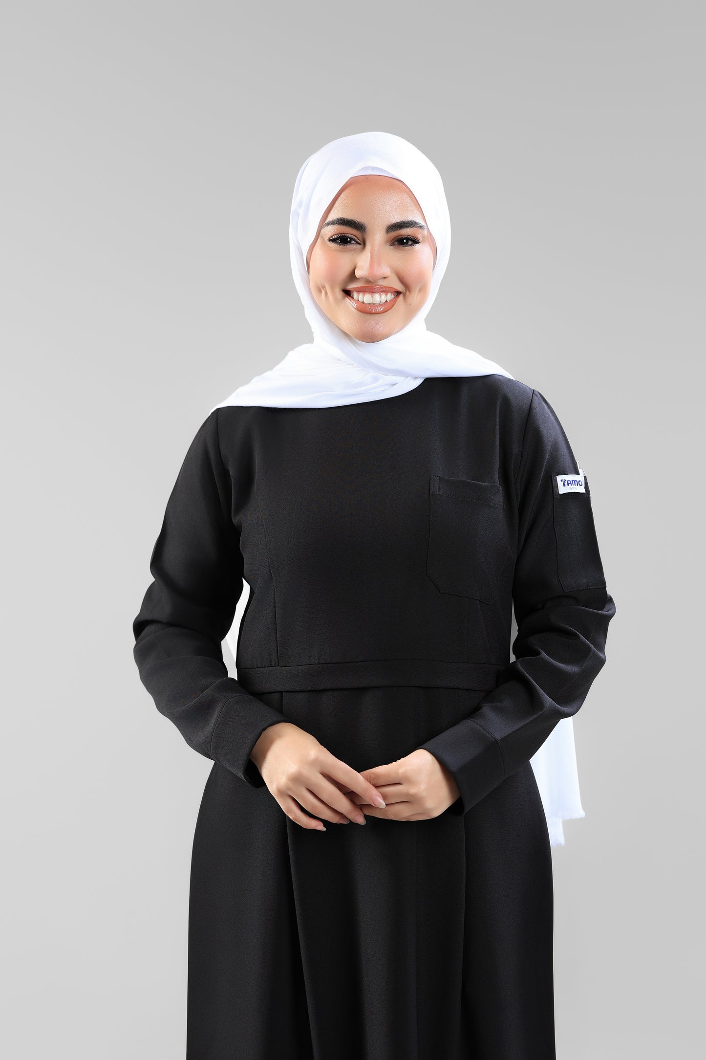 Black Modest Scrub Dress Design - flowy & elegant  - care strech fabric.