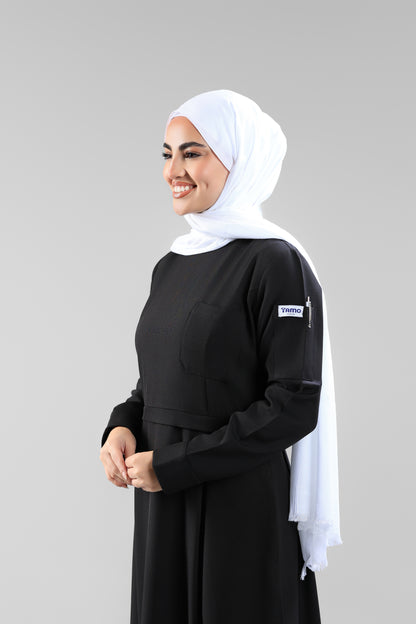 Black Modest Scrub Dress Design - flowy & elegant  - care strech fabric.