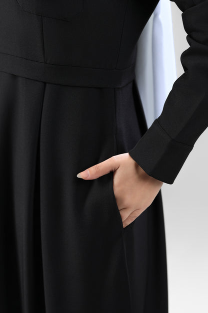 Black Modest Scrub Dress Design - flowy & elegant  - care strech fabric.