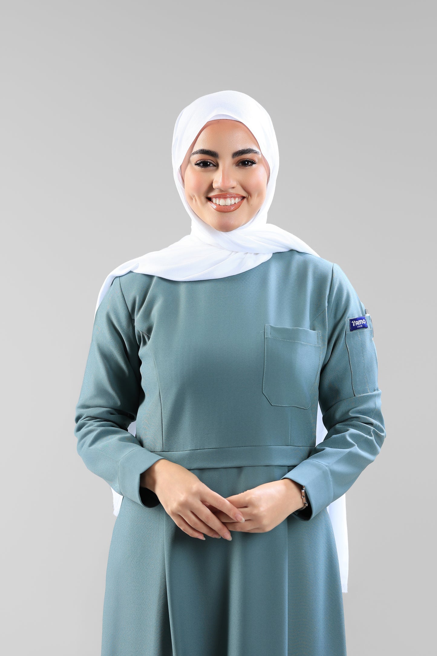 Mint  Modest Scrub Dress Design - flowy & elegant  - care strech fabric.