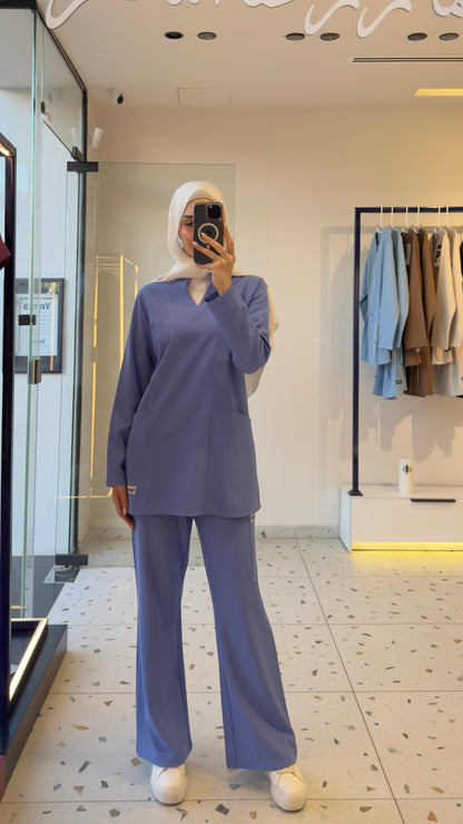 Health Blue Modern Classic Scrub Design 75cm - Care Strech Fabric