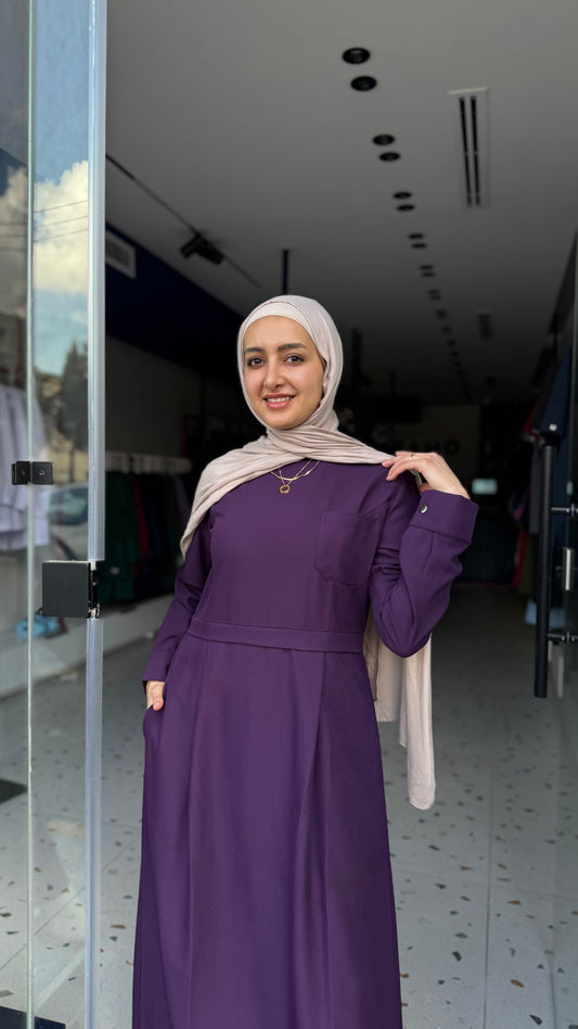 Eggplant   Modest Scrub Dress Design - flowy & elegant  - care strech fabric.